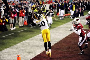 Santonio Holmes Amazing GW TD Reception For The Pittsburgh Steelers In Super Bowl XLIII.