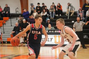 Landin Zimmer Carried The Load For The USA Patriots Boys Basketball Team To A Victory On The Road.