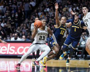 Jaden Ivey Guide The Purdue Boilermakers Basketball Team To A Victory Over The Michigan Wolverines At Mackey Arena In West Lafayette, IN.
