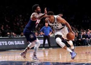 Giannis Antetokounmpo Guide The Milwaukee Bucks To A OT Victory Over The Brooklyn Nets At The Barclays Center In Brooklyn…..