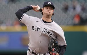 Gerrit Cole Having A Good 2022 Season For The New York Yankees ⚾ Team On The Mound.