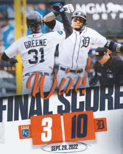 Detroit Tigers Sweep The Series Over The Kansas City Royals At Comerica Park In Detroit…….