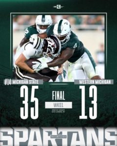 Michigan State Spartans 🏈 Team With A Victory Over The Western Michigan Broncos…..