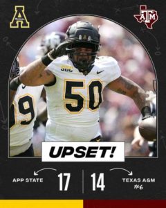 Appalachian State Mountaineers Upset The Texas A&M Aggies In College Station……
