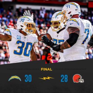 Mike Williams & Austin Ekeler Guide The Los Angeles Chargers 🏈 Team To A Road Victory Over The Cleveland Browns…..
