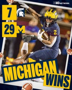 Blake Corum Remarkable Performance Against The Michigan State Spartans At The Big House In Ann Arbor…..