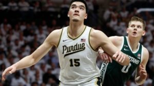 Zach Edey Remarkable Performance Against The Michigan State Spartans At Mackey Arena In West Lafayette….