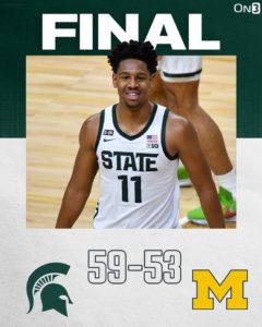 Michigan State Spartans Get A Win Over The Michigan Wolverines At The Breslin Center In East Lansing…….