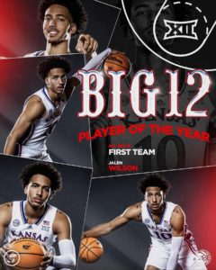 Jalen Wilson 2022-23 Big 12 Conference Player Of The Year Award……