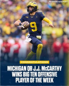JJ McCarthy Amazing Performance Against The Indiana Hoosiers At The Big House In Ann Arbor..