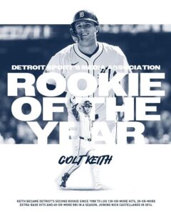 Colt Keith Detroit Tigers ⚾ Team Rookie Of The Year Award….