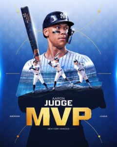 Aaron Judge 2024 American League MVP Award Winner For The New York Yankees ⚾ Team In The Bronx….