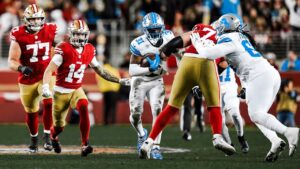 Kerby Joseph 2 INT’s For The Detroit Lions On Monday Night Football Against The San Francisco 49ers…….