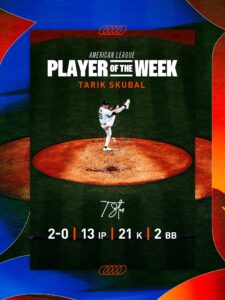 Tarik Skubal American League Player Of The Week Award……