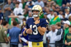 CJ Carr Good Redshirt Freshman Season At QB For The 2025 Notre Dame Fighting Irish Football Team In South Bend, IN…..